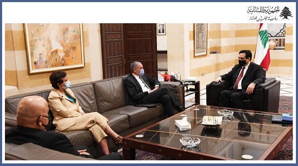 الرئيس دياب يستقبل سفير الاتحاد الأوروبي ونائبة المنسق الخاص للأمم المتحدة في لبنان