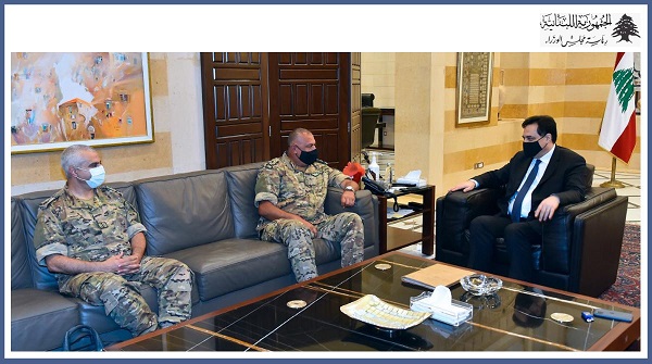 الرئيس دياب يستقبل الوفد العسكري المفاوض في ملف ترسيم الحدود الجنوبية