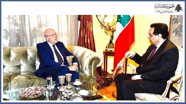 الرئيس دياب يستقبل الرئيس المكلف تشكيل الحكومة نجيب ميقاتي