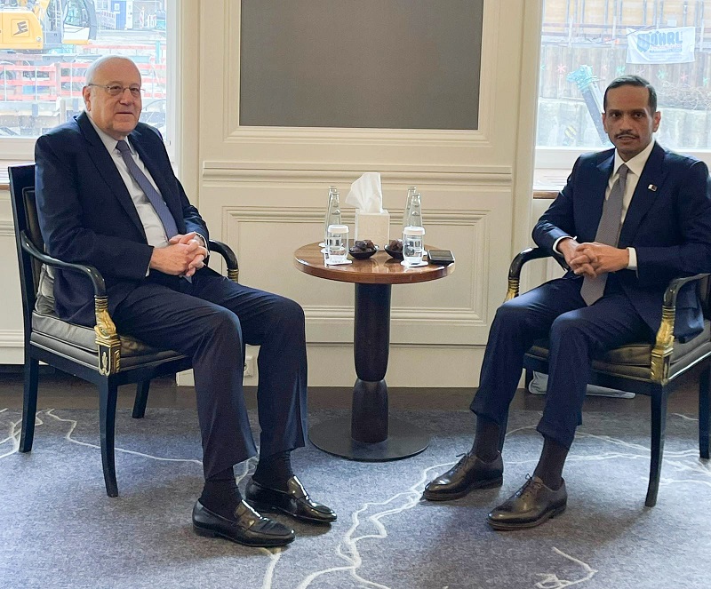 الرئيس ميقاتي يلتقي رئيس الوزراء وزير الخارجية القطري الشيخ محمد بن عبد الرحمن آل ثاني