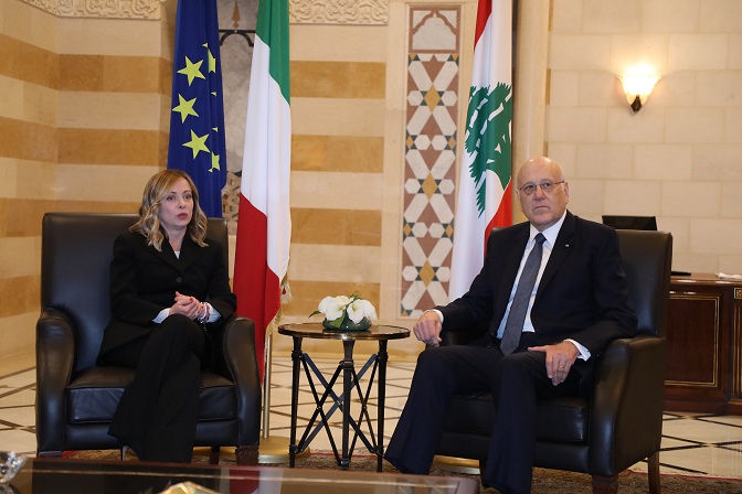 الرئيس ميقاتي يستقبل رئيسة وزراء ايطاليا جورجيا ميلوني